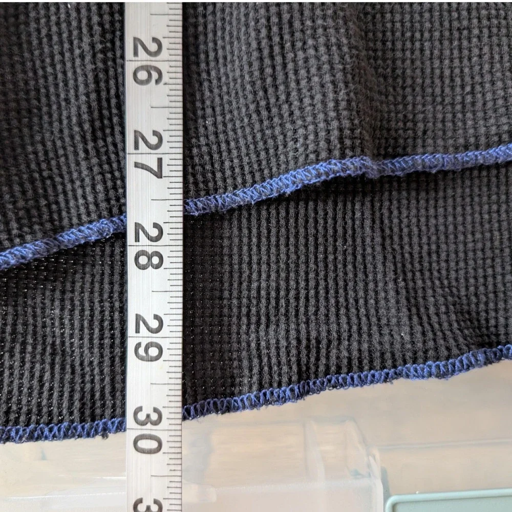 Y2K American Eagle Thermal Shirt Mens XL Black Waffle‎ Knit VTG Fit Long Sleeve